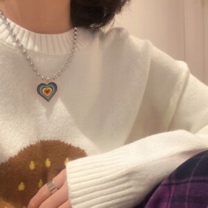 Naszyjnik serce tęczowy lgbt pride kolorowy 485 - miniatura 4