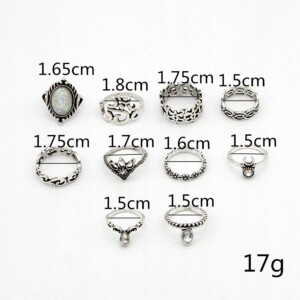 Srebrny zestaw pierścionków retro punk boho 15 - miniatura 7