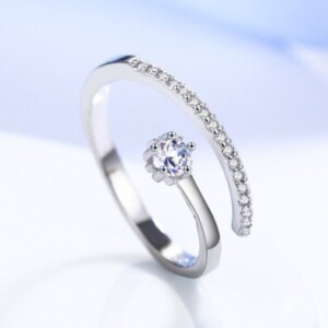 Srebrny damski pierścionek regulowany uniwersalny kryształy zaręczynowy - miniatura 3