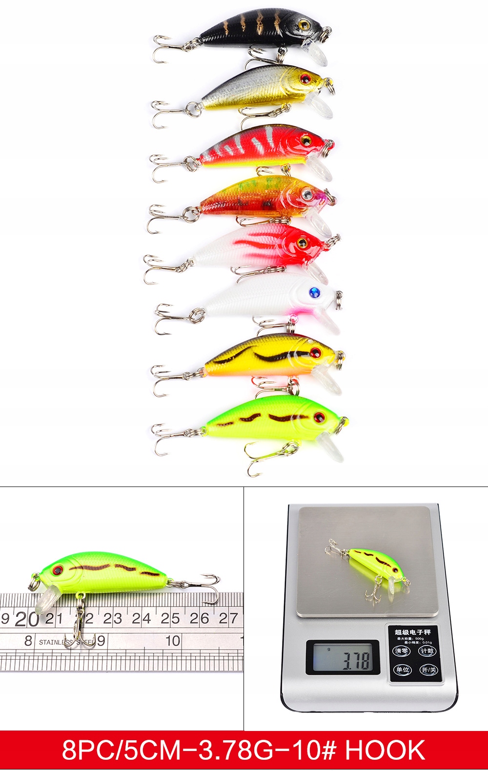 Zestaw woblerów na szczupaka sandacz okoń przynęty 43szt 4-8g 4.5-10cm - obrazek 10