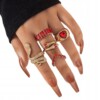 Złoty zestaw pierścionków retro punk vintage 5 pierścionków węże czerwony - miniatura 1