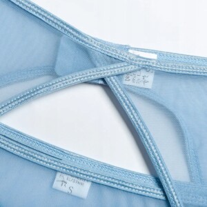 Komplet bielizny damskiej stanik choker pasy uda brzuch string czerwony m - miniatura 5