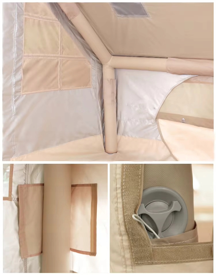 Duży namiot kempingowy pompowany 5 osobowy dmuchany pompka 8m2 320x250cm - zdjęcie 7