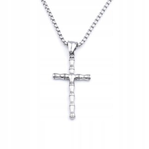 Naszyjnik srebrny łańcuch stal krzyżyk 364 - miniatura 1