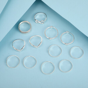 Srebrny zestaw pierścionków retro punk boho 04 - miniatura 3