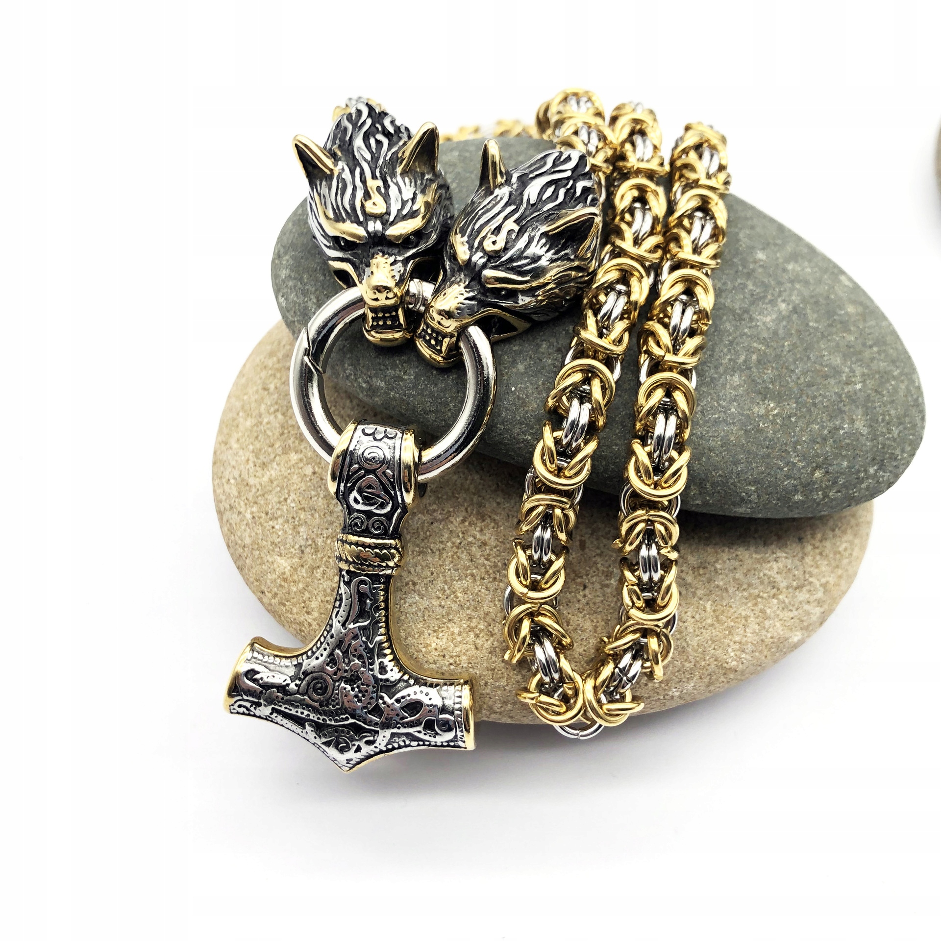 Naszyjnik męski młot thora wilki gruby 118 - zdjęcie 2