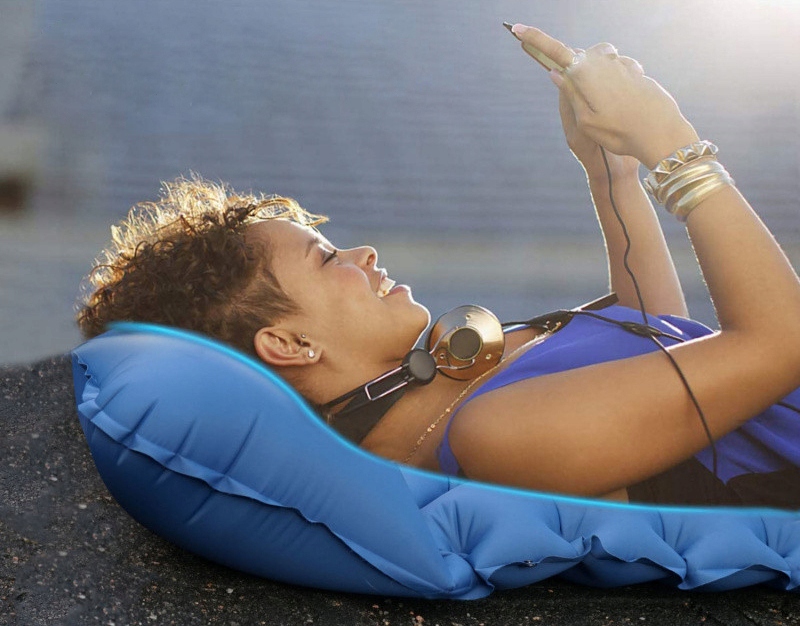 Materac kempingowy mata namiot łożko pompka turystyczny dwuosobowy zwijany - obrazek 7