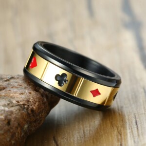 Pierścień sygnet złoty poker karty obrączka 213 - miniatura 2