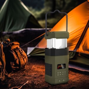 Latarnia kempingowa z radiem powerbank głośnik bt solar sos 6w1 korbka - miniatura 5