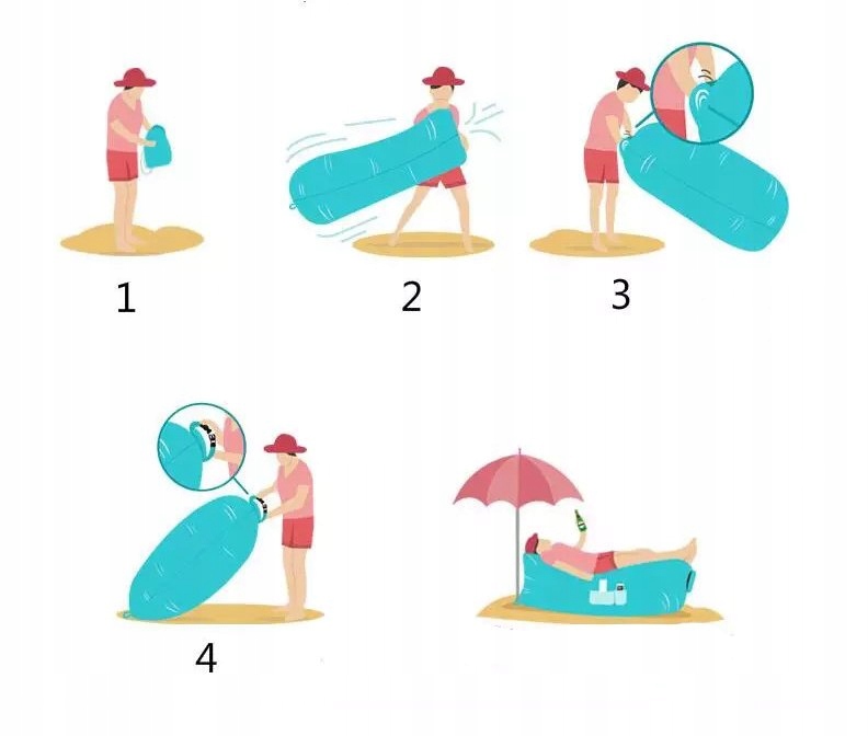 Duży materac bez pompowania lazy bag na plażę camping leżak xl 180 cm - obrazek 4