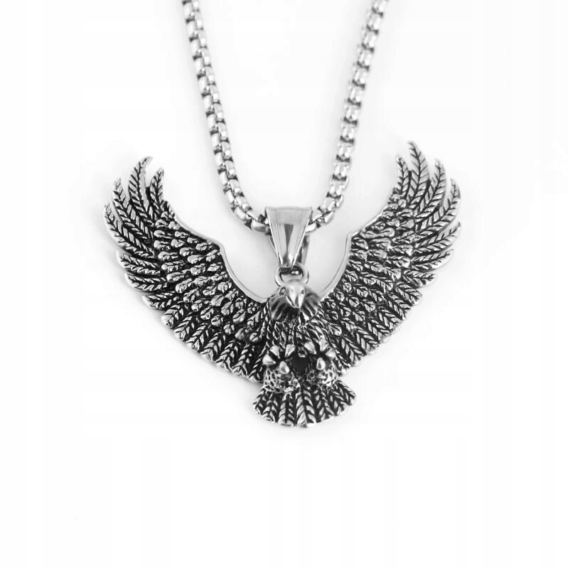 Naszyjnik srebrny łańcuszek stal orzeł ptak 339
