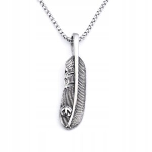 Naszyjnik srebrny łańcuszek stal pióro piórko 343 - miniatura 2
