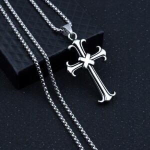 Naszyjnik srebrny stal łańcuszek krzyżyk x 319 - miniatura 11