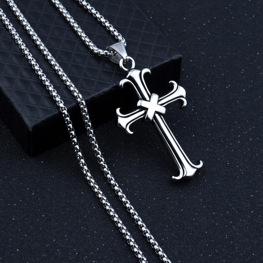 Naszyjnik srebrny stal łańcuszek krzyżyk x 319 - zdjęcie 11