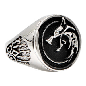 Pierścień sygnet wilk walka nordycki gotyk 501 - miniatura 1