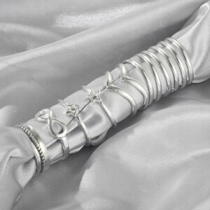 Srebrny zestaw pierścionków retro punk boho 04 - miniatura 4