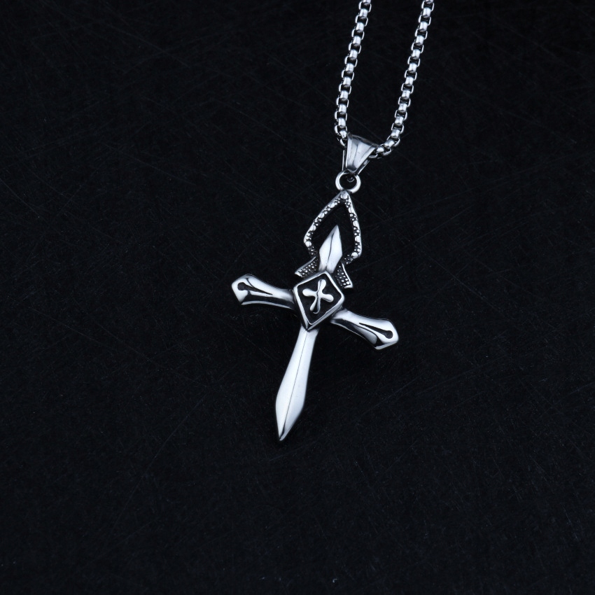 Naszyjnik srebrny stal krzyżyk krzyż modlitwa 368 - obrazek 6