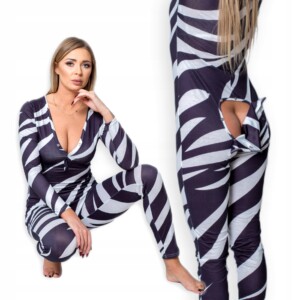 Piżama damska prezent na walentynki dla niej rozpinana z kalpką zebra xl - miniatura 1