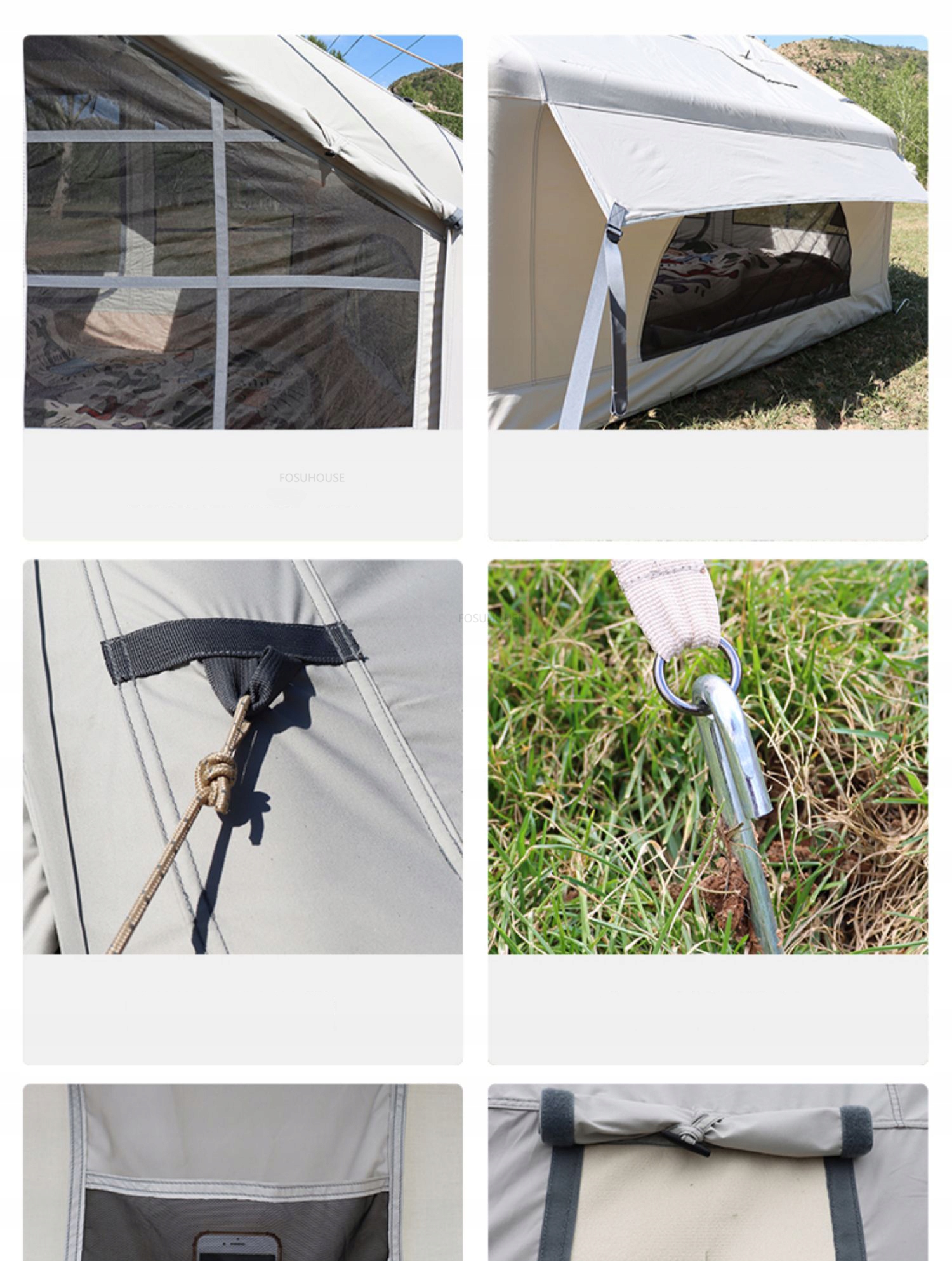 Duży namiot kempingowy pompowany 4 osobowy dmuchany pompka 6.4m2 320x200cm - zdjęcie 16