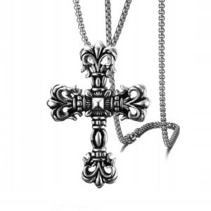 Naszyjnik srebrny stal łańcuszek krzyżyk 328 - miniatura 1