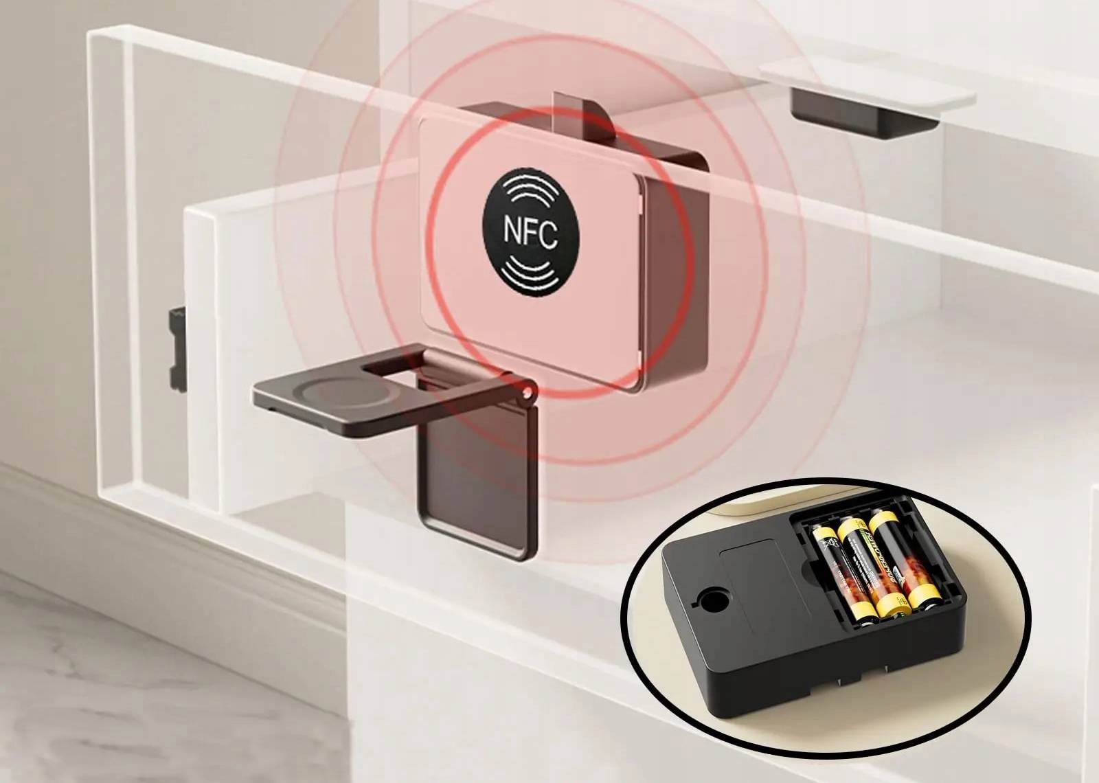 Zamek do szafy sejf nfc uniwersalny meblowy szuflada dokumenty bezpieczny - obrazek 10