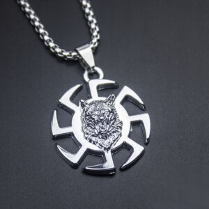 Naszyjnik srebrny stal łańcuszek wilk nordic 320 - miniatura 5