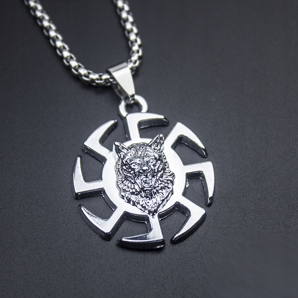 Naszyjnik srebrny stal łańcuszek wilk nordic 320 - obrazek 5