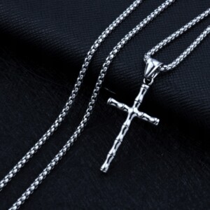 Naszyjnik srebrny stal łańcuszek krzyżyk 324 - miniatura 11