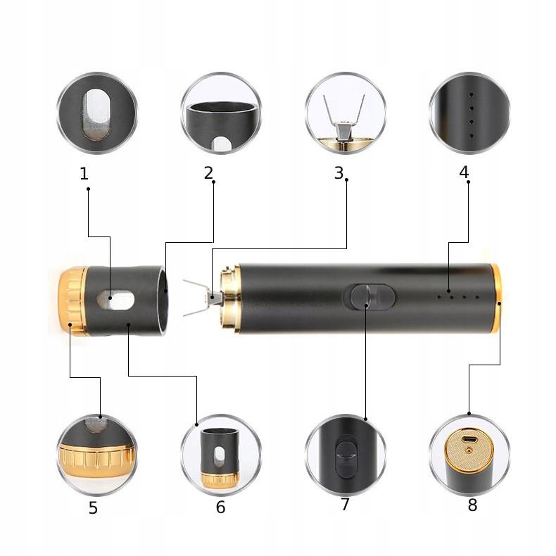 Młynek elektryczny do ziół tytoniu przypraw grinder turystyczny na usb aku - obrazek 7