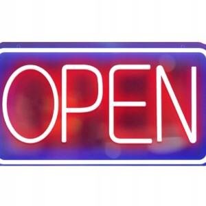 Szyld neon led napis open do sklepu kawiarni lokalu baru usb zawieszki