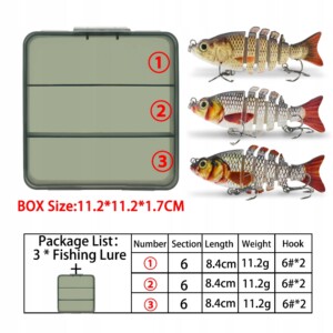 Zestaw 3szt woblerów szczupaka sandacza przynęt pudełko łamane 8.4cm 11,2g - miniatura 3