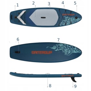 Komplet deska sup 300x85x12cm 3osobowa wiosło pompka torba smycz statecznik - miniatura 5