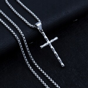 Naszyjnik srebrny stal łańcuszek krzyżyk 324 - miniatura 10