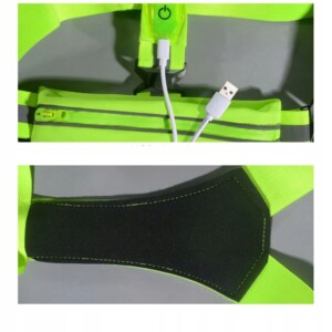 Kamizelka odblaskowa szelki do biegania rower podwójny 2x led usb kieszeń - miniatura 5