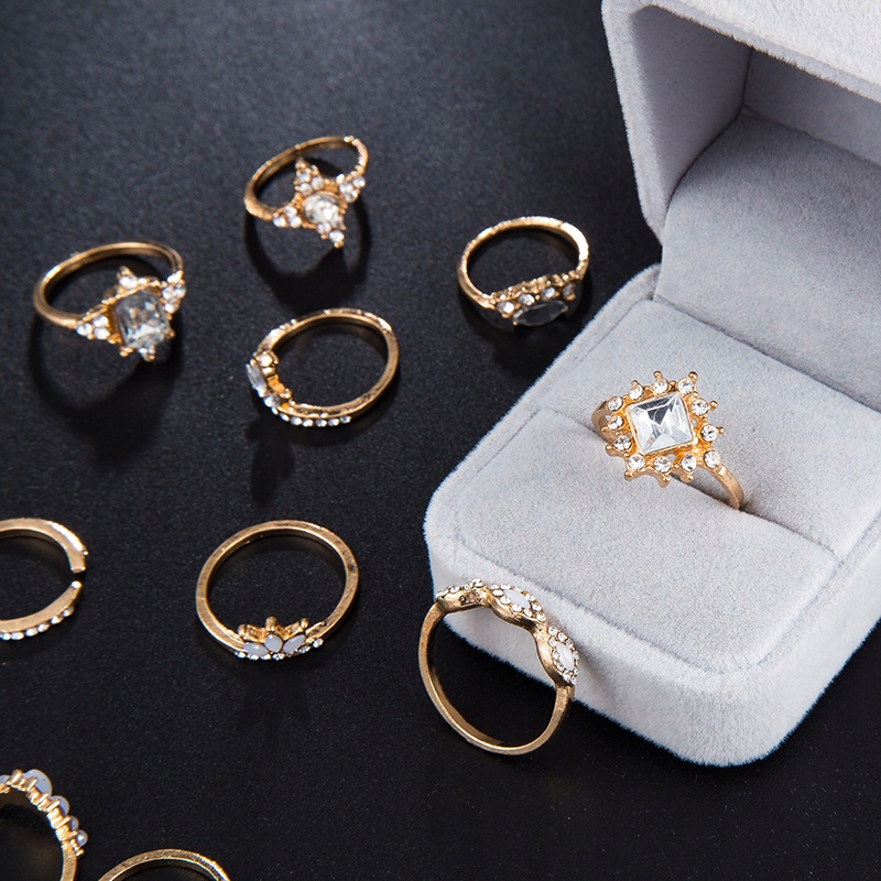 Złoty zestaw pierścionków retro punk boho 10 - obrazek 11