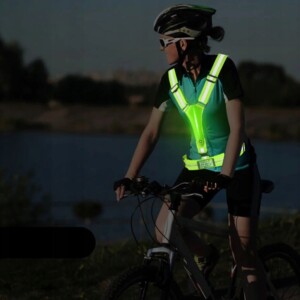 Kamizelka odblaskowa szelki do biegania rower podwójny 2x led usb kieszeń - miniatura 10