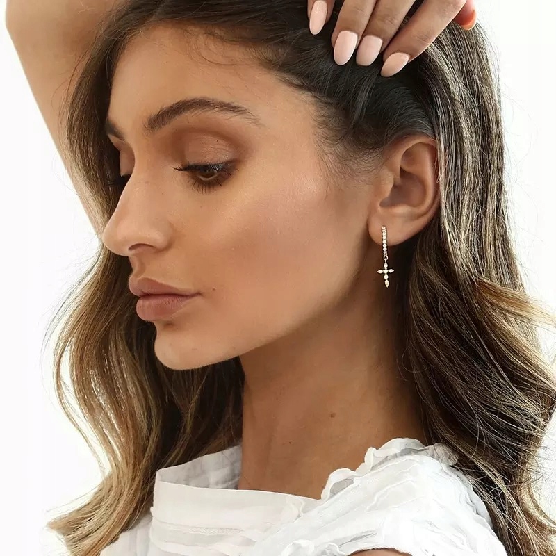 Kolczyki miedziane modne klasyczne k03 złote - obrazek 4