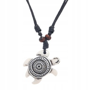 Naszyjnik żółw morski surferska kite windsurfing rzemyk rasta biały - miniatura 1