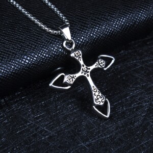 Naszyjnik srebrny łańcuszek stal krzyżyk 344 - miniatura 11