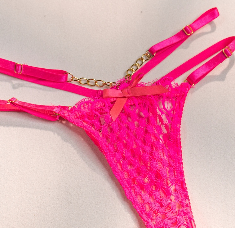 Piękny komplet bielizny damskiej stanik stringi pasy podwiązki pomarańcz l - zdjęcie 11