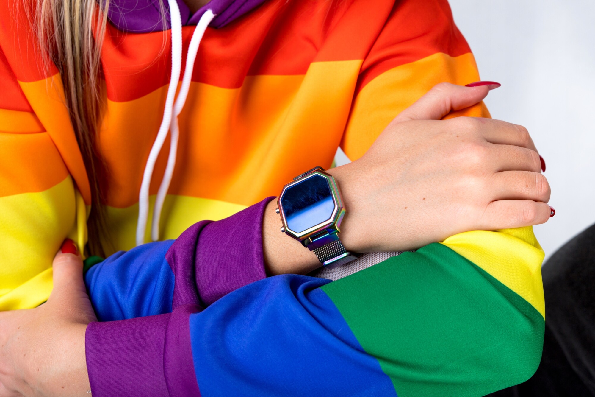 Bluza tęczowa lgbt tęcza z kapturem poliestrowa xl - obrazek 2