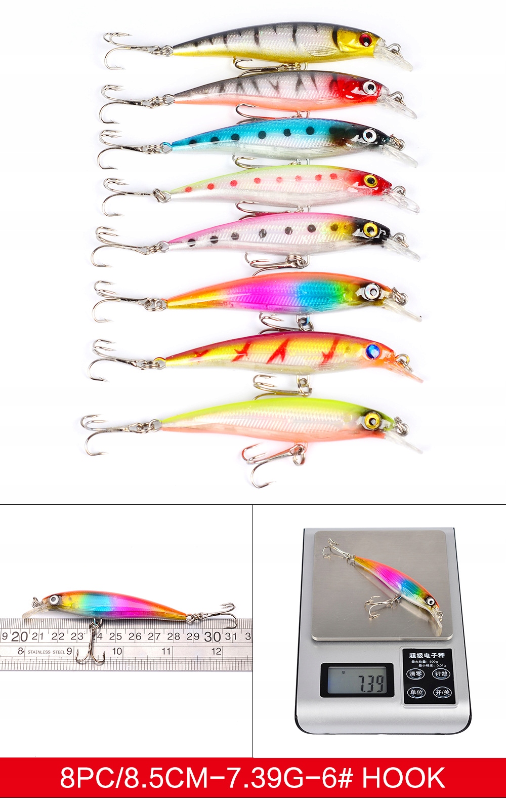 Zestaw woblerów na szczupaka sandacz okoń przynęty 43szt 4-8g 4.5-10cm - obrazek 6