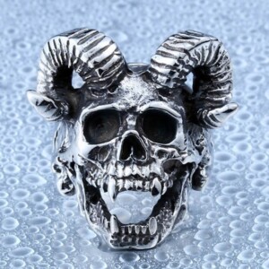 Pierścień sygnet obrączka czaszka baran biker 248 - miniatura 5