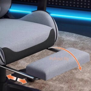 Fotel gamingowy ergonimiczny biurowy obrotowy z podnóżkiem szary do biura - miniatura 7