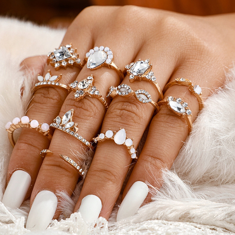 Złoty zestaw pierścionków retro punk boho 10 - obrazek 7