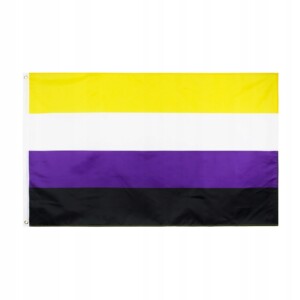 Flaga tęczowa lgbt duża 90x150cm niebinarność f1 - miniatura 3
