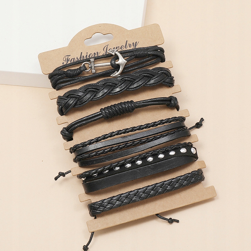 Bransoletka męska skórzana zestaw komplet 300 - obrazek 4