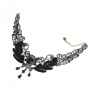 Choker koronkowy haft czarny naszyjnik gothic ch05 - miniatura 6