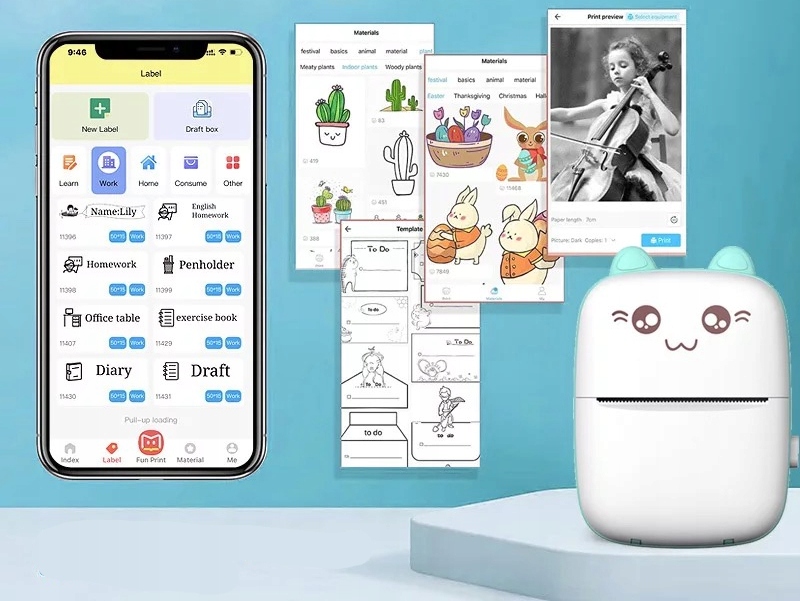 Mini drukarka termiczna dzieci kot zdjęcia notatki - obrazek 14