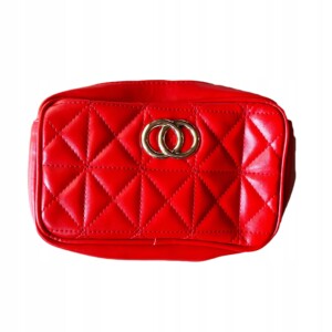 Torebka damska skórzana torba na ramie pikowana czerwona elegancka t02 - miniatura 2